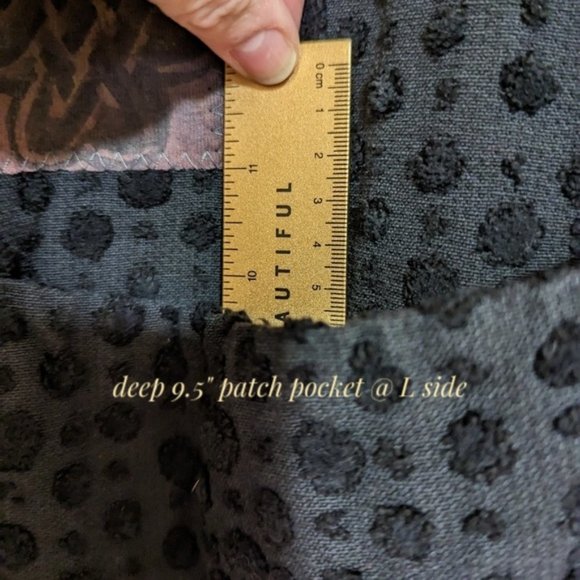 Vtg Blue Fish Black Cotton Chenille Dot Lagenlook Duster Art Patch Longline Coat - Picture 11 of 16